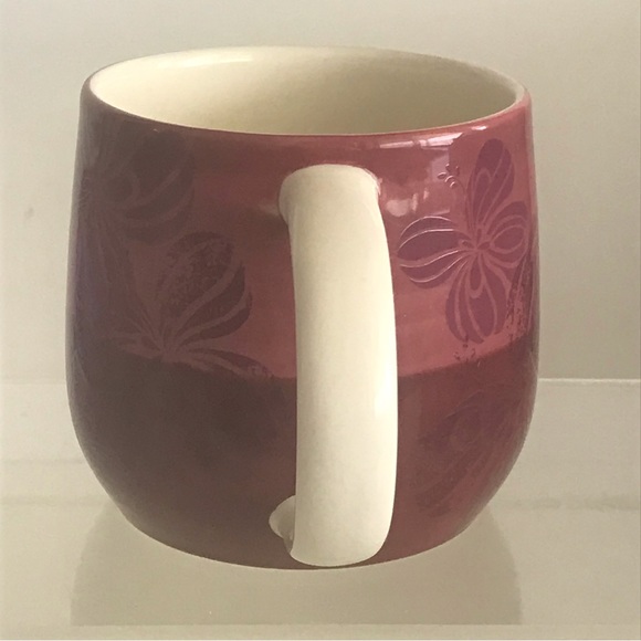 STARBUCKS 2011 Two Tone Dusty Mauve Purple & Hibiscus Ceramic Hand Painted Mug - Picture 2 of 11